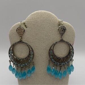 White House Black Market Turquoise Silver Earrings Pierced Ears